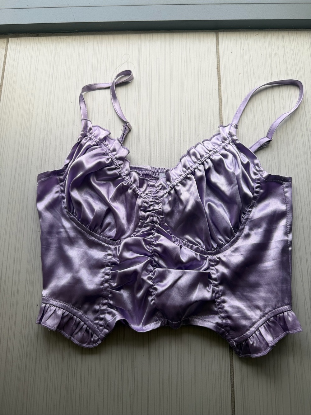 Princess Polly Lavender Satin Ruched Bralette